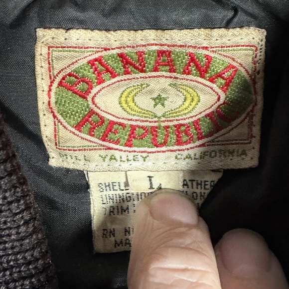 Vintage Banana Republic Jacket Mens Large Brown Leather Flight Bomber *FLAWS - Picture 2 of 12